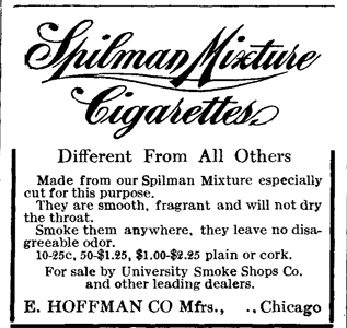 Advertisement for Spilman Cigarettes from 1910.